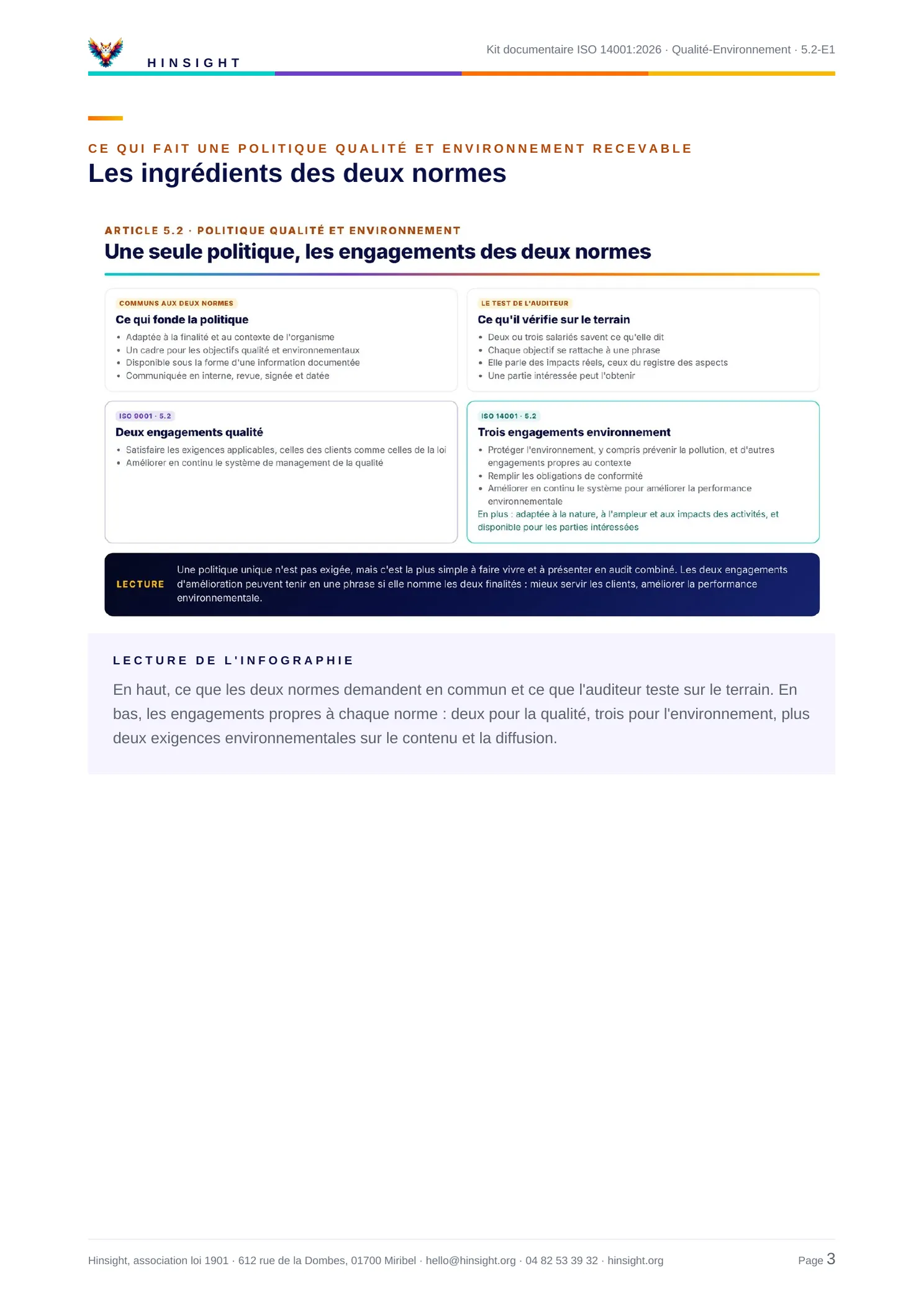 Version intégrée : la politique qualité et environnement